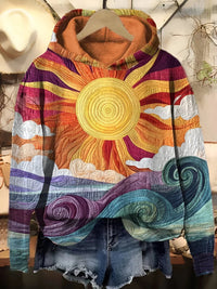 Harper | Farbenfroher Vintage-Hoodie mit Sonnenaufgang-Print für einen einzigartigen Look