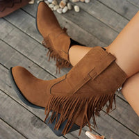 Marie | Stylish cowboy boots with playful fringes and a wide shaft