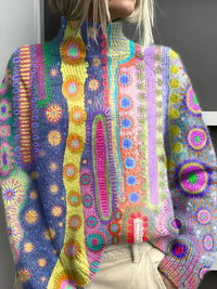 Mila | Colorful Knitted Turtleneck Sweater with Expressive Pattern