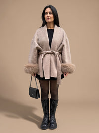Margaret | Fitted Fur Coat with Belt and Soft Fur Cuffs