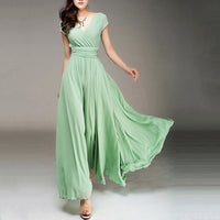 Sommer Chic Tiefes V-Ausschnitt Lang Maxi Kleid