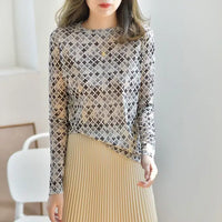 Camiseta de Manga Larga con Estampado de Otoño y Cuello Redondo para Mujer