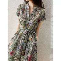 Zomerjurk met Kant en Gedrukte Vintage Stijl
