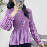 Frühlings Miyake Falten Casual Shirt mit langen Ärmeln - Stilvoll und bequem