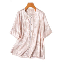 GuanLe Sommerliches natürliches Maulbeerseiden rosa Shirt