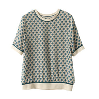 Camiseta de Seda Ice con Estampado a Cuadros para Mujer de Verano