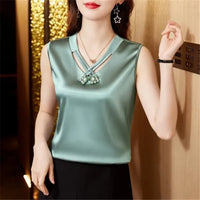 Sommer Satin Bluse - Stilvolles ärmelloses Top für Damen
