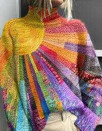 Nora | Bunter gestrickter Rollkragenpullover mit ausdrucksstarken Texturen
