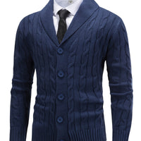 Ruben | Klassische Strickjacke mit Zopfmuster und Schalkragen
