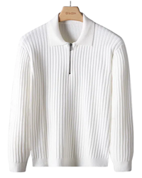 Elias | Pull raffiné à rayures à fermeture éclair pour homme
