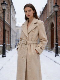 Isabella | Abrigo largo de borreguito con detalles de gabardina y cinturón elegante