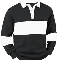 Elias | Colour-Block Longsleeve Poloshirt met Relaxte Pasvorm