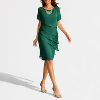 Sophia | Stijlvol herfstbruiloft gelaagde chiffon midi-jurk