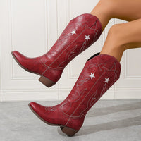 Sarah | Stylish cowboy boots with a unique star design and wide shaft