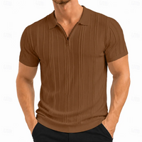 Thomas | Textured polo shirt with quarter-zip and slim fit