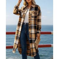 Anja | Long Trench Coat with a Plaid Pattern and Comfortable Fit