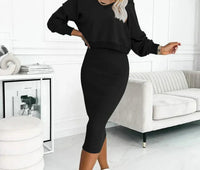 Tessa | Stilvolles zweiteiliges Set mit Midirock und lässigem Pullover