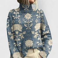 Lotte | Stimmungsvolle gestrickte Rollkragenpullover mit Blumenmuster