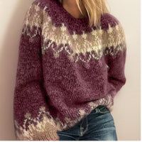 Frieda | Skandinavischer Jacquard-Strickpullover mit isländischem Muster
