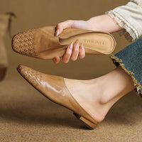 Eva | Leren dames mules met gevlochten details