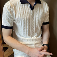 Thijs | Strukturiertes Poloshirt mit Kontrastkragen und Slim-Fit-Passform