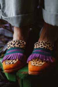 Leonie | Stilvolle Damenloafer mit Animalprint und Fransen