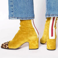 Karin | Stylish Ankle Boots with Block Heels and Leopard Print