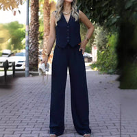 Sophie | Elegante completo a due pezzi con top senza maniche e pantaloni a gamba larga