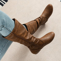 Tessel | Comfortable Flat Knee-High Boots with Ruched Effect
