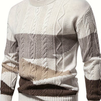 Thijs | Zopfstrickpullover mit modernem Color-Blocking-Muster