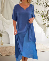 Solara Asymmetrical Short Sleeve Dress