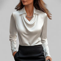 Livia | Elegant Satin Blouse for Women with Refined Pleats