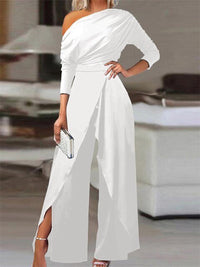Clara | Elegante tuta intera con spalle scoperte e pantaloni ampi