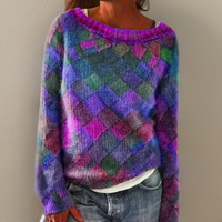 Elise | Comfortable Knitted Sweater with Classic Plaid Pattern
