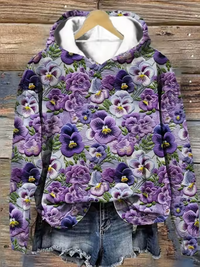 Livia | Sweat à capuche fleuri multicolore à la coupe tricotée douce