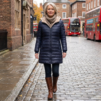 Fleur | Warmer taillierter Midiparka mit Lammfellfutter und Kapuze