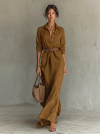 Emma | Elegante camicia-vestito a maniche lunghe con cintura in vita