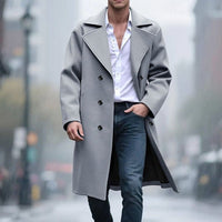 Daan | Elegant Long Wool-Blend Trench Coat with a Double-Breasted Closure