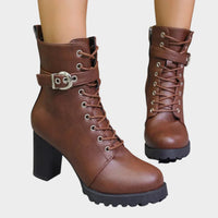 Manuela | Stylish Women’s Ankle Boots with Laces and Block Heels