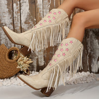 Evie | Playful Cowboy Boots with Fringes and Star Embroidery