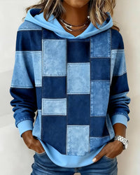 Vanita | Sweat à capuche patchwork élégant, douceur et chaleur, style décontracté
