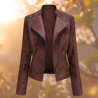 Evelyn | Bold Leather Jacket with Elegant Moto Details