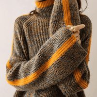 Nora | Luxuriöser mongolischer Kaschmir-Rollkragenpullover mit einzigartigem Patchwork-Stil
