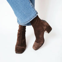 Janis | Stylish Suede Ankle Boots with Square Toe and Block Heel