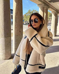 Mila | Oversized Sherpa Teddy Coat with Contrasting Details