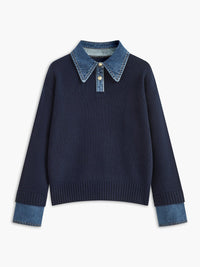 Sanne | Eleganter Pullover mit integriertem Jeanskragen