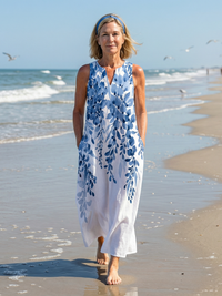 Amara | Robe maxi légère à imprimé botanique et coupe décontractée