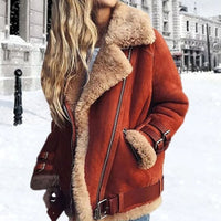 Fleur | Warm oversized biker jacket with soft faux-shearling lining