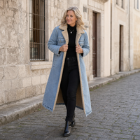 Noelle | Longue veste en denim sherpa avec doublure teddy et col classique