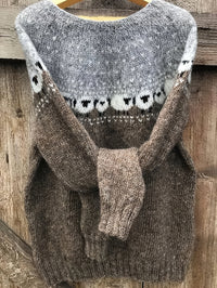 Nora | Cozy knitted sweater with sheep jacquard pattern